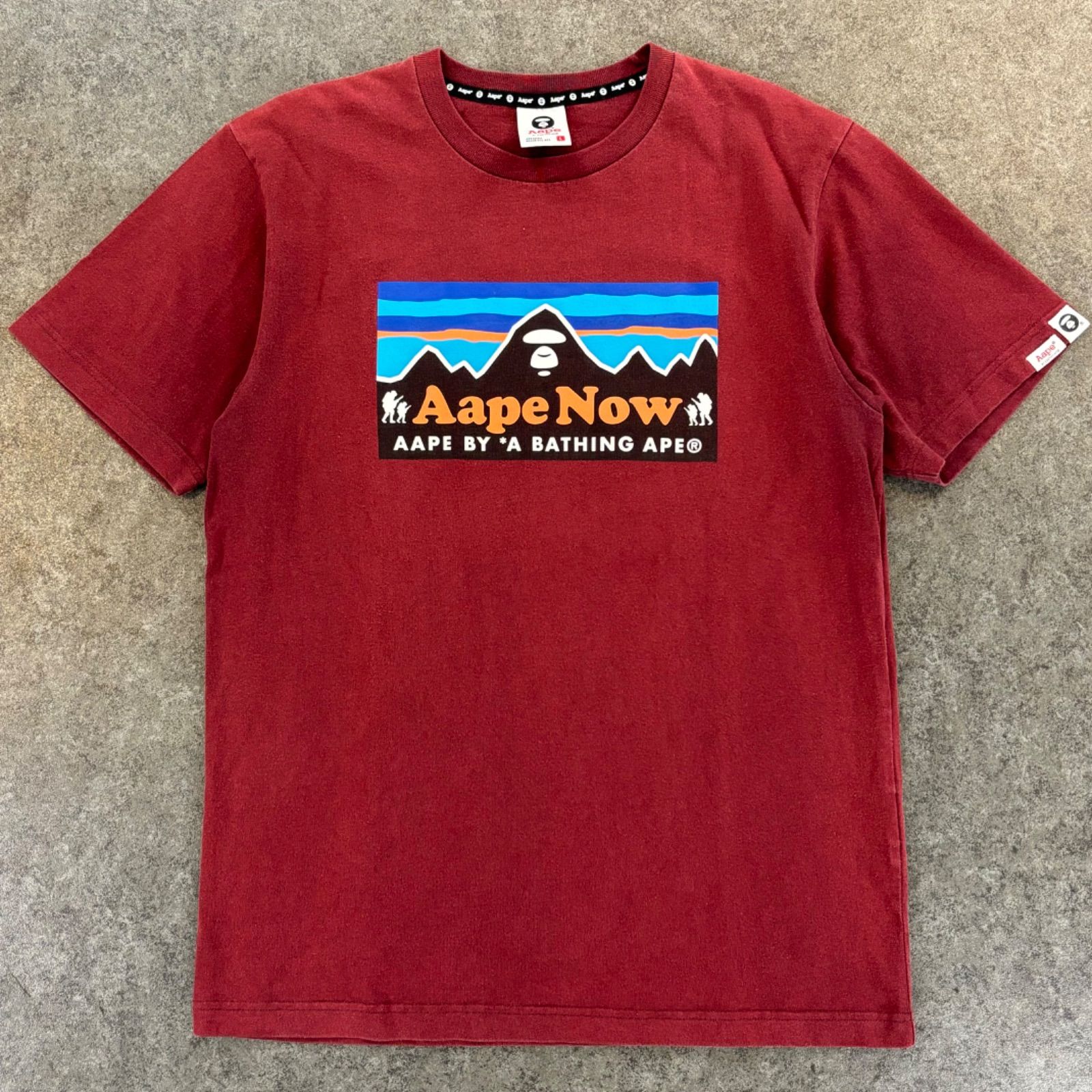 A BATHING APE Aape Now Logo Printed Tee Patagonia Like Tee アベイシングエイプ ロゴプリント  パタゴニア風 Tシャツ バーガンディ L - メルカリ