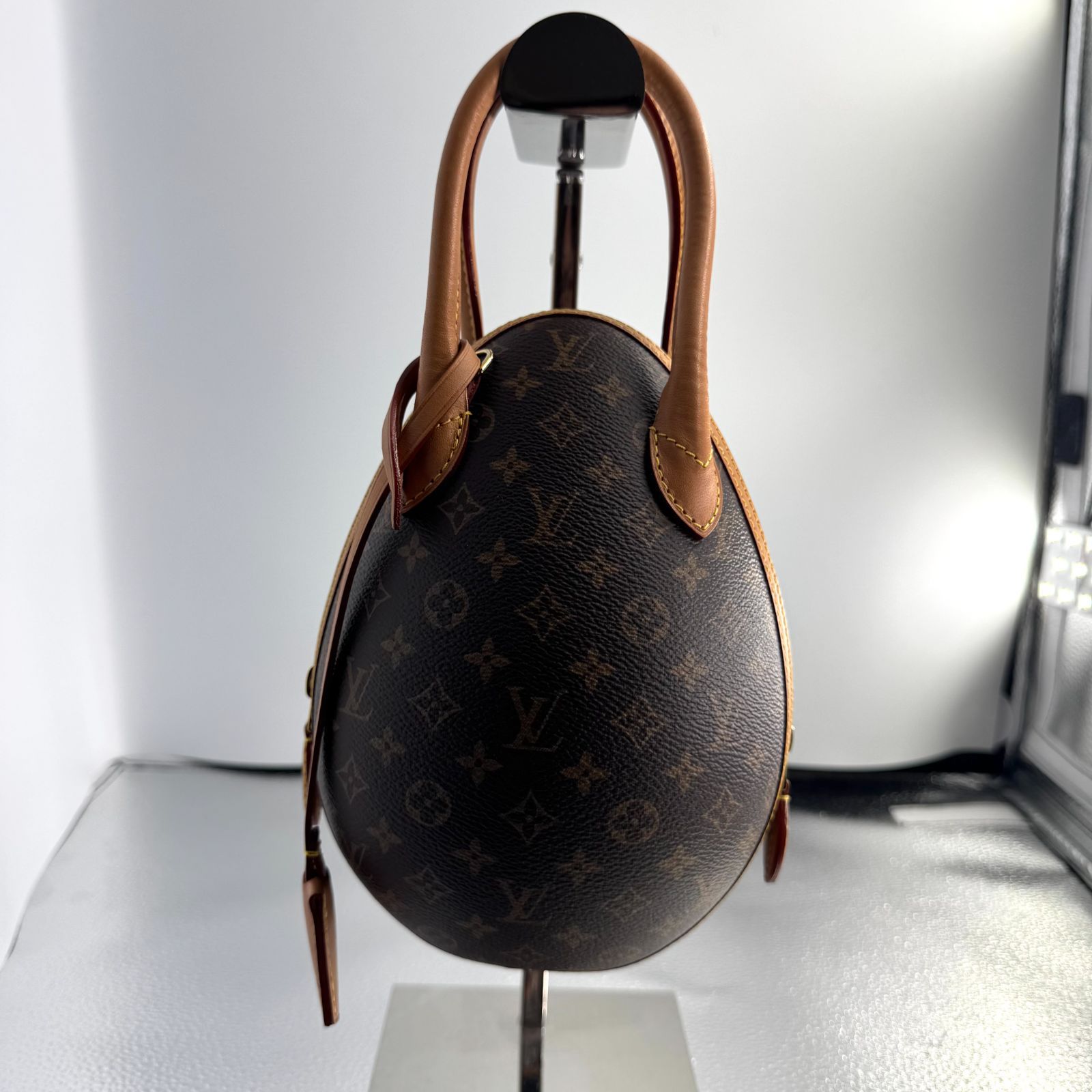 LOUIS VUITTON エッグバッグ モノグラム ブラウンxブラック M44587 RFID クロシェット チェーン 保存袋