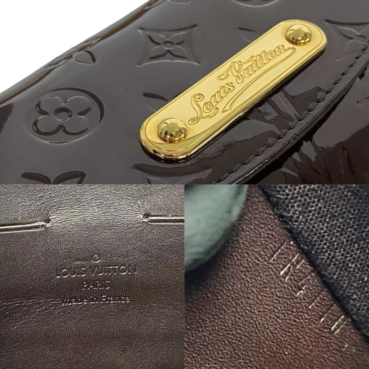 ほぼ未使用 LOUIS VUITTON ルイヴィトン サンセットブルーバード ヴェルニ レザー エナメル ワン ショルダーバッグ ハンドバッグ 茶  cm001