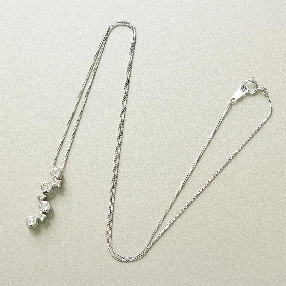 0.2ct ダイヤモンド K18 wg 星座 スター ロング ペンダント 鑑別  