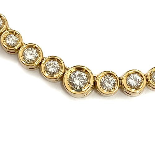 K18YG ダイヤモンド テニスネックレス 3カラット 3ct イエローゴールド 