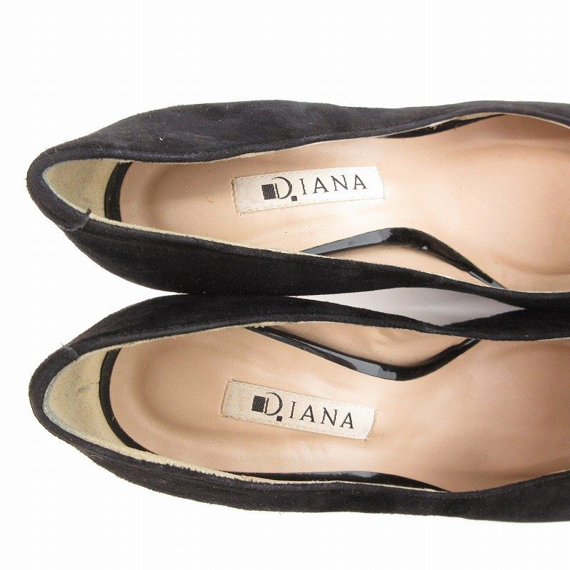 ダイアナ　未使用　ドット　22.5 ダイアナ DIANA パンプス スエード バックル 22.5cm 黒 ブラック