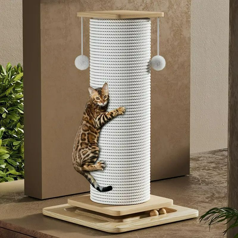 爪とぎ 猫 大きい 猫用 スクラッチポスト 耐久性があるベース インタラクティブ ぬいぐるみボール付き エクストララージサイザル 柱 滑りにくいマット 静か