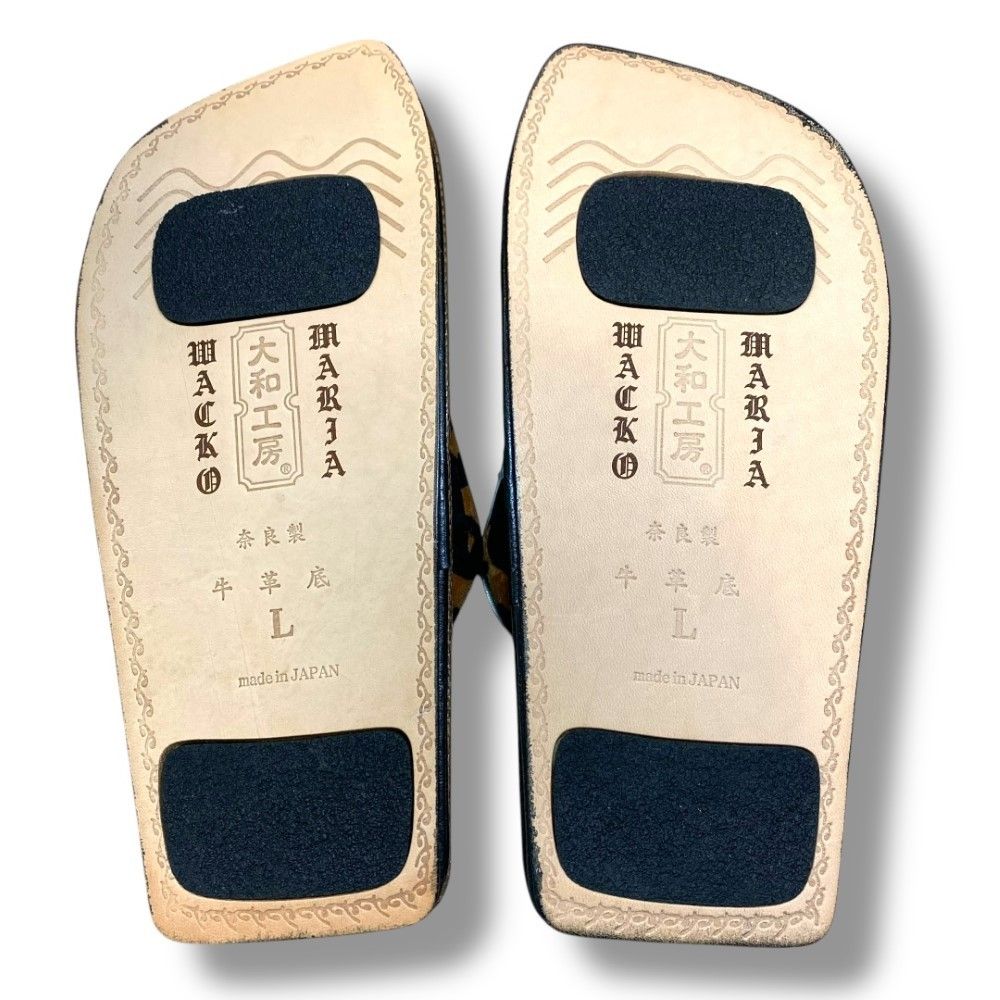 WACKO MARIA × 大和工房 雪駄 レオパード柄 Lサイズ ベージュ 25SS-WMA