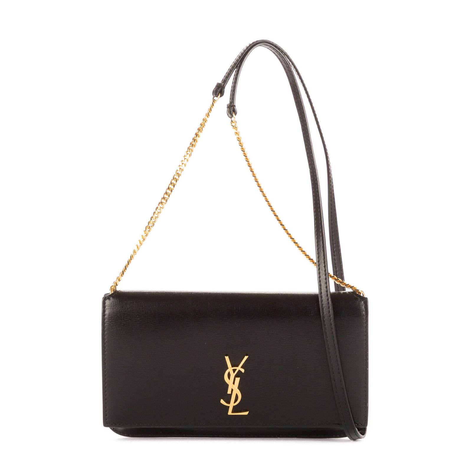 YVES SAINT LAURENT イヴサンローラン黒カーフスキンレザーN
