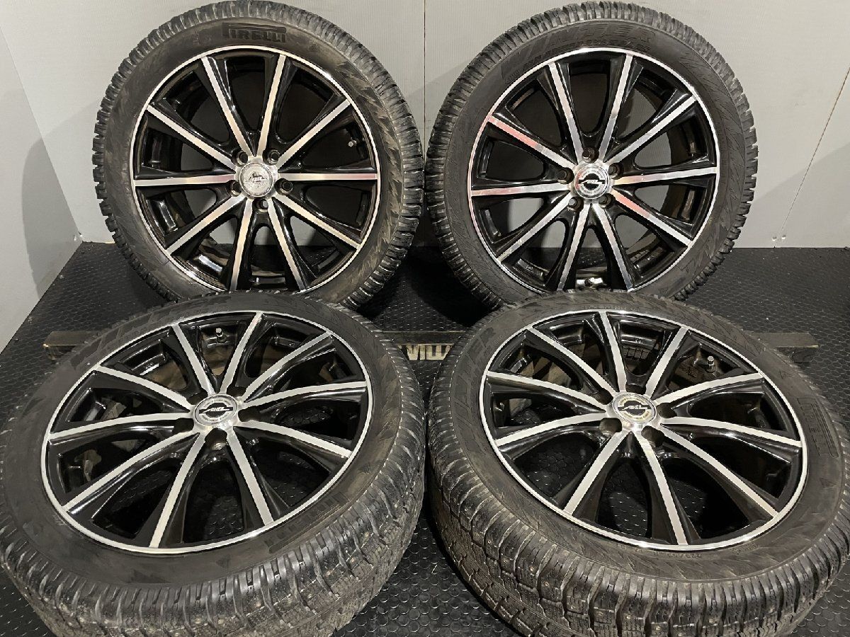 【PIRELLI WINTER 190 STUDDABLE PLUS 225/45R17】スパイクタイヤ【Weds AXEL 17インチ 7J5HPCD100+48】カップピン プリウス等　(MTO210)