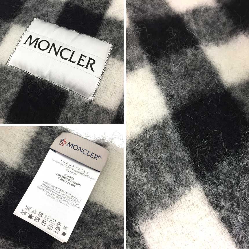 MONCLER モンクレール モヘヤ ボックスチェック マフラー ストール 