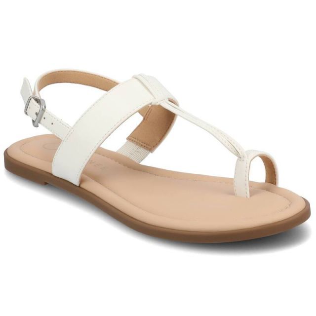 【送料無料】 ジャーニー レディース サンダル シューズ Journee Gerra T-Strap Toe Ring Women's Flat Sandals White