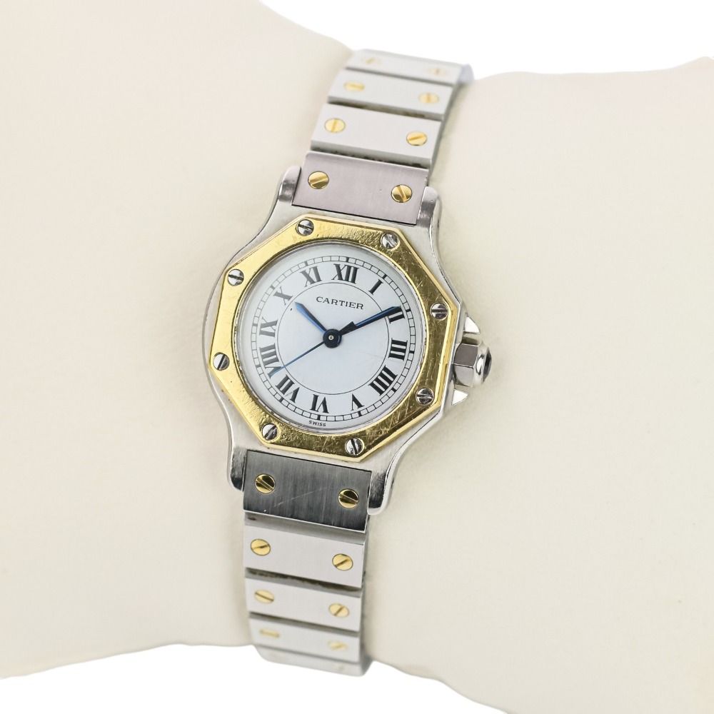 良品 Cartier カルティエ サントス オクタゴンSM YGコンビ 自動巻  