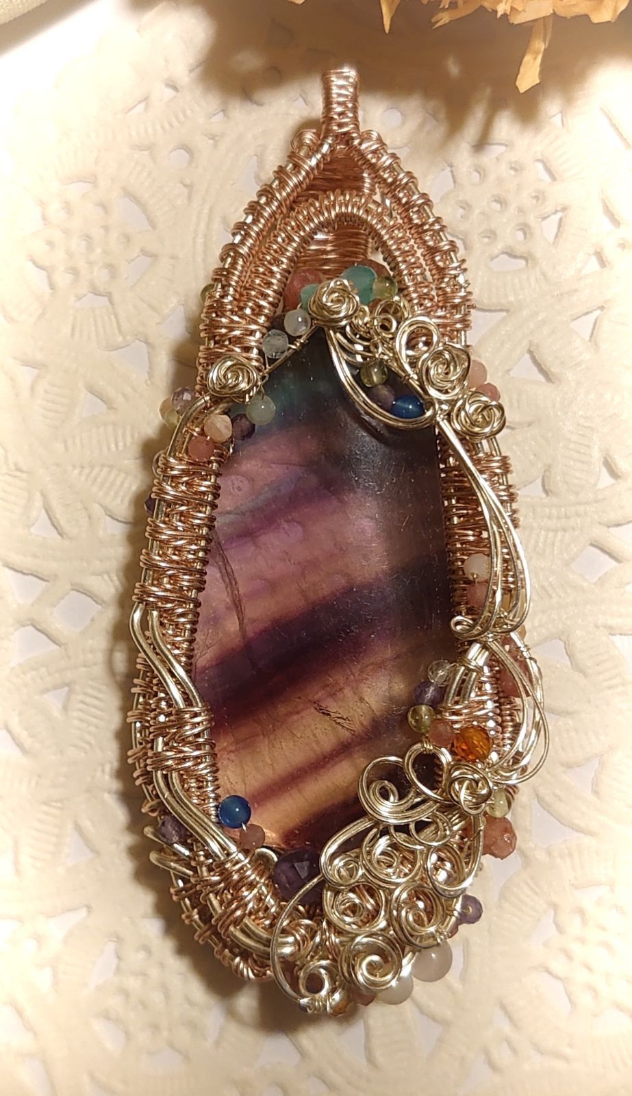 専用】純銀ラブラドライト&レインボームーンストーン❅ワイヤーアート