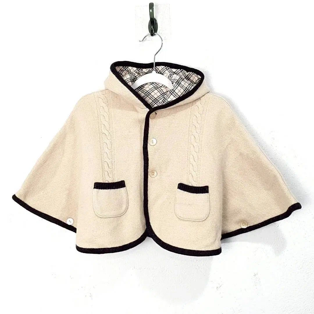 90-100 2-4y バーバリー リバーシブルケープ ポンチョ