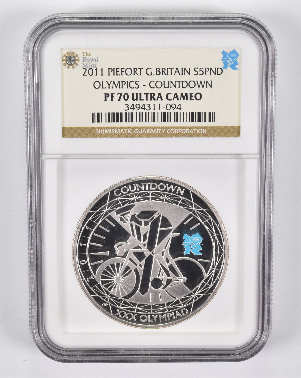 PF70UCAM 2011 イギリス 5ポンド銀 オリンピックカウントダウン ピエト NGC