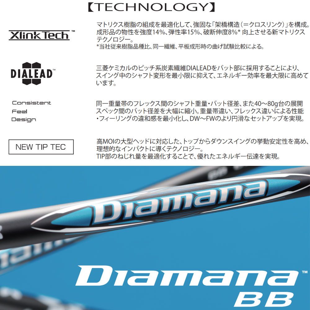 新品】スリーブ付シャフト三菱ケミカル Diamana BB ディアマナ