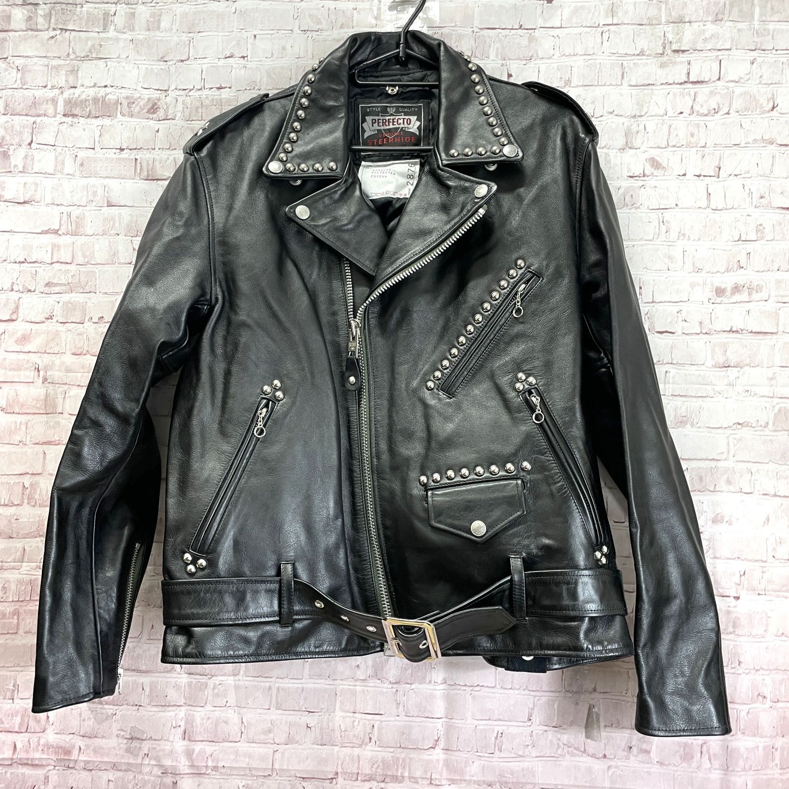 sacai×Schott レザースタッズ ダブルライダース 1