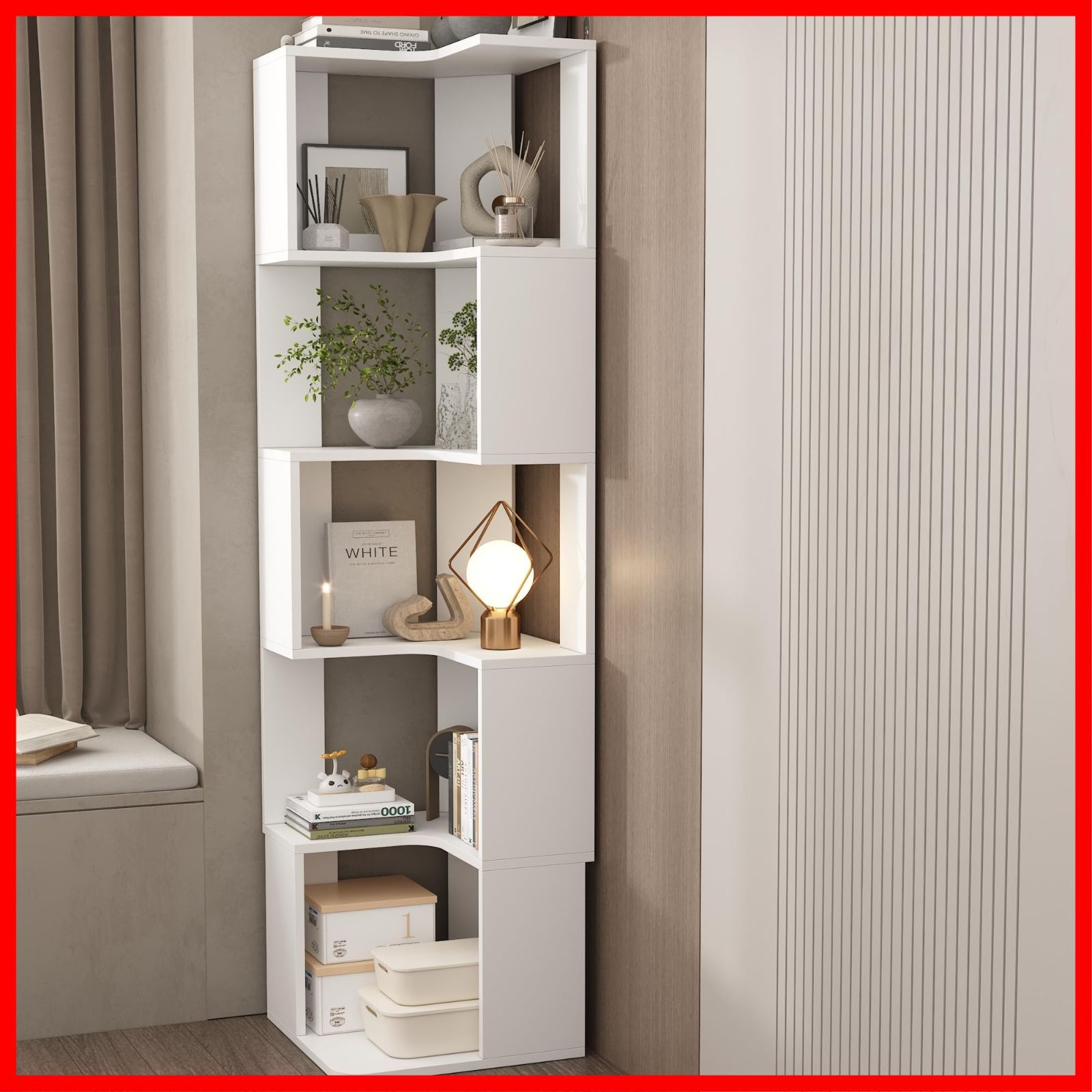 コーナーシェルフ 収納棚 オープンラック 木製 おしゃれ　白 コーナーシェルフ オープンシェルフ・ラック ホワイト おしゃれ ハイ