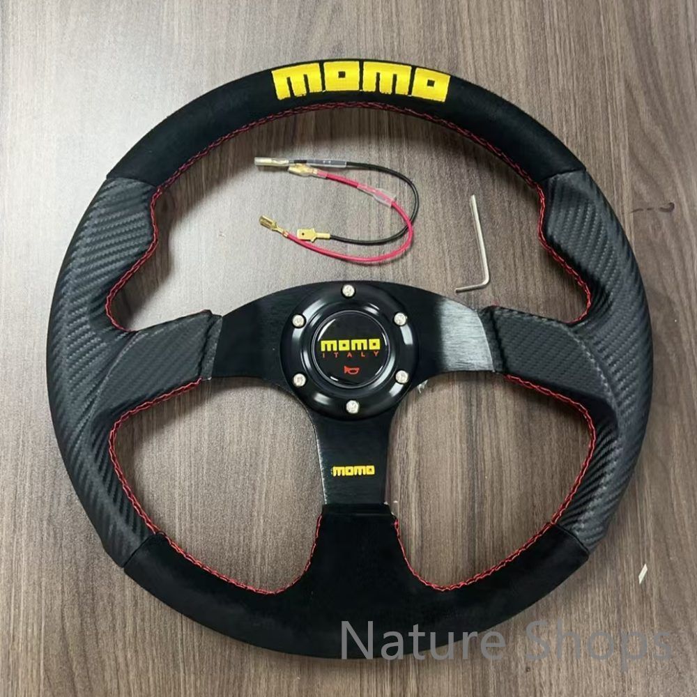 【新品未使用】MOMO モモ ステアリング ハンドル本体 カーボンテキスタイル マットレザー 14インチ350MMレース race カスタム 車 競技 ブラック spucp4