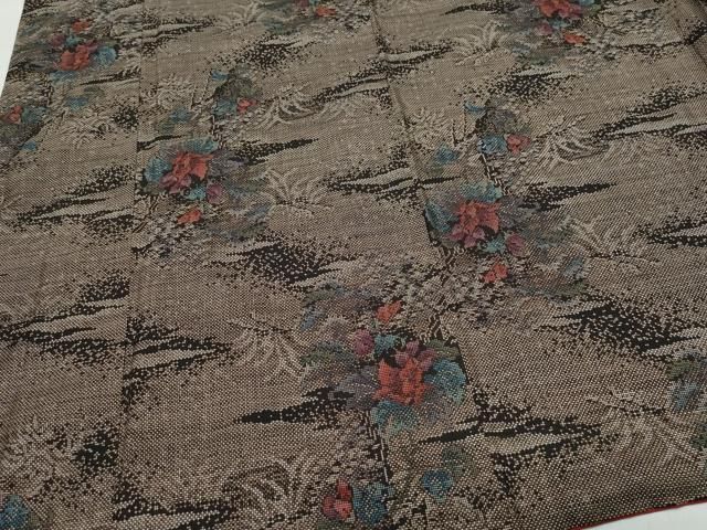 平和屋着物○本場大島紬 7マルキ 泥染め 草花文 やまと誂製 正絹 逸品