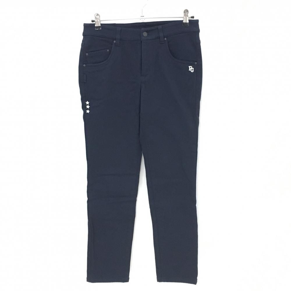 超 パーリーゲイツ パンツ ネイビー 裏起毛 無地 星条旗 レディース 1 M ゴルフウェア PEARLY GATES