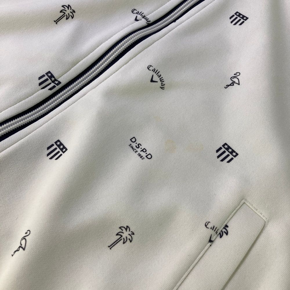 サイズ：M CALLAWAY キャロウェイ ジップジャケット 総柄 ホワイト系