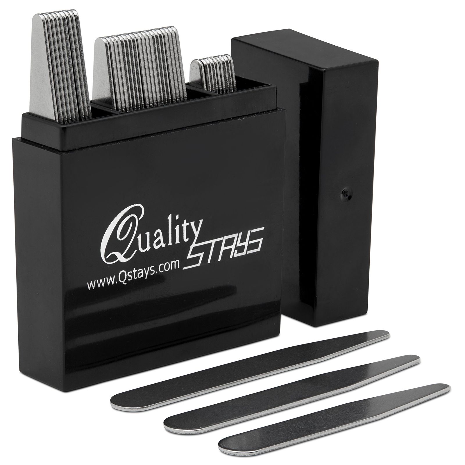 Quality Stays メタルカラーステー メンズ – メンズドレスシャツカラーステー 40個セット 3サイズ 分割ボックス入り， シルバー， Multi 