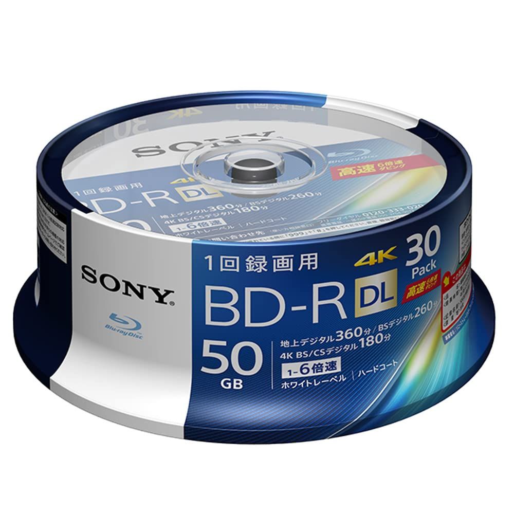 ソニー SONY 30枚 地デジ約6時間 ソニー | 30枚入り | ビデオ用ブルーレイディスク | 1回録画用 | BD-R | 1枚あたり50GB 地デジ約6時間 | 1-6倍速 | ディスク用ケース無し | 3 30枚 地デジ約180時間