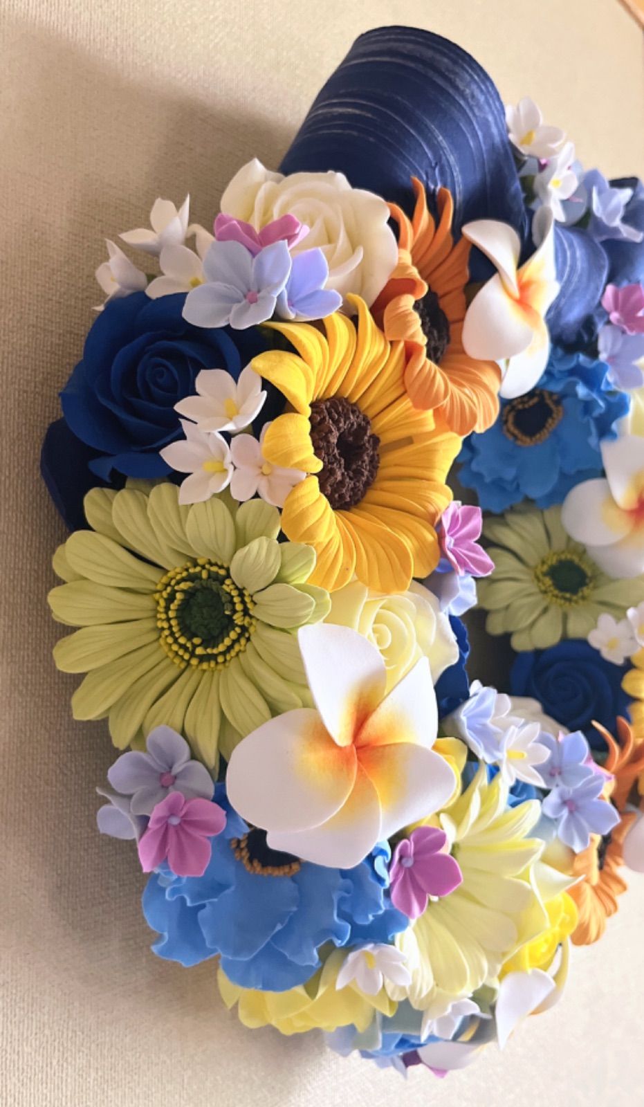 【ひろりん】クレイフラワー♡リース♡ハンドメイド 7a66b8fac1e39ebf18fd916762b218