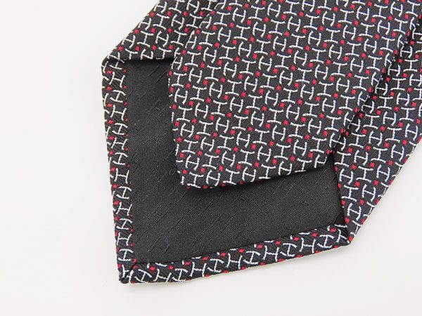 新古品】エルメス HERMES H H柄 ドット柄 ネクタイ ブラック シルク100