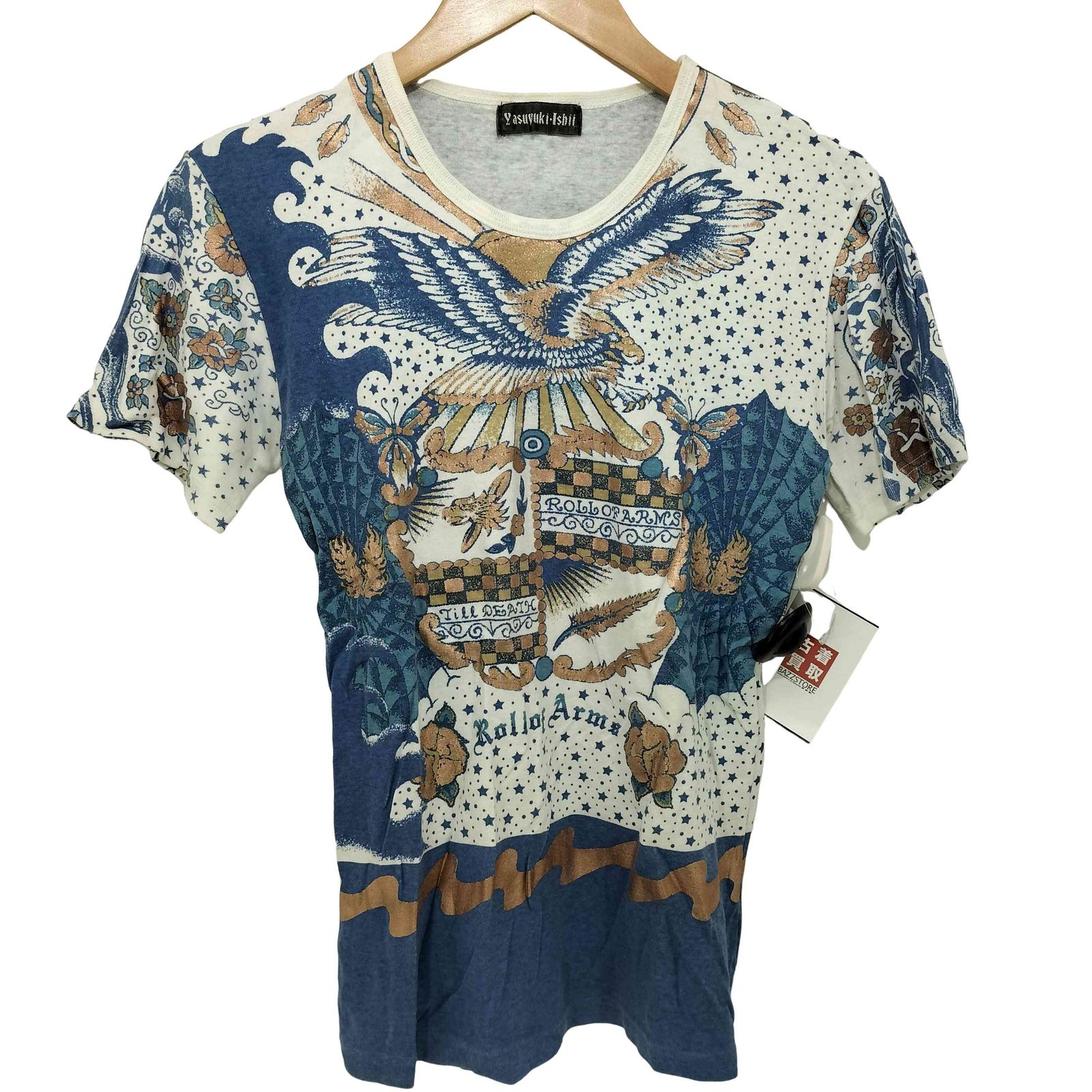ユーズドフルギ USED古着 Y2K 総柄 クルーネック Tシャツ メンズ JPN 