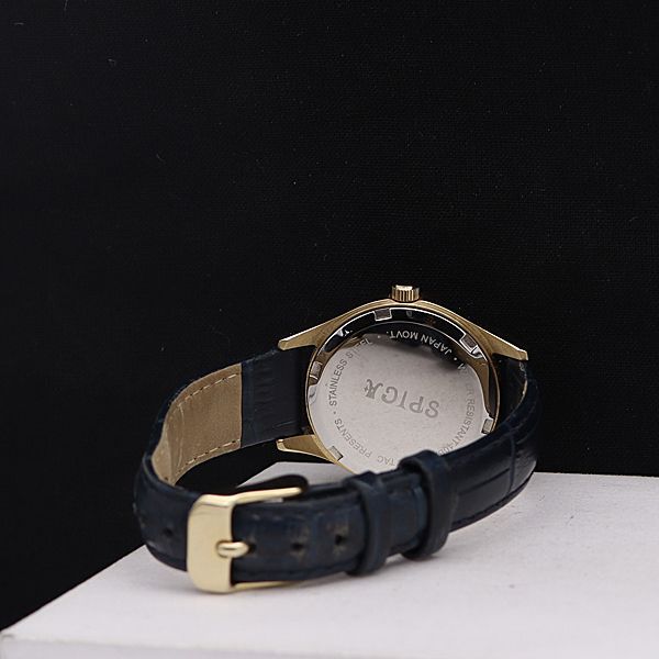 稼働 良品 スピカ QZ ムーンフェイズ ゴールド文字盤 デイデイト