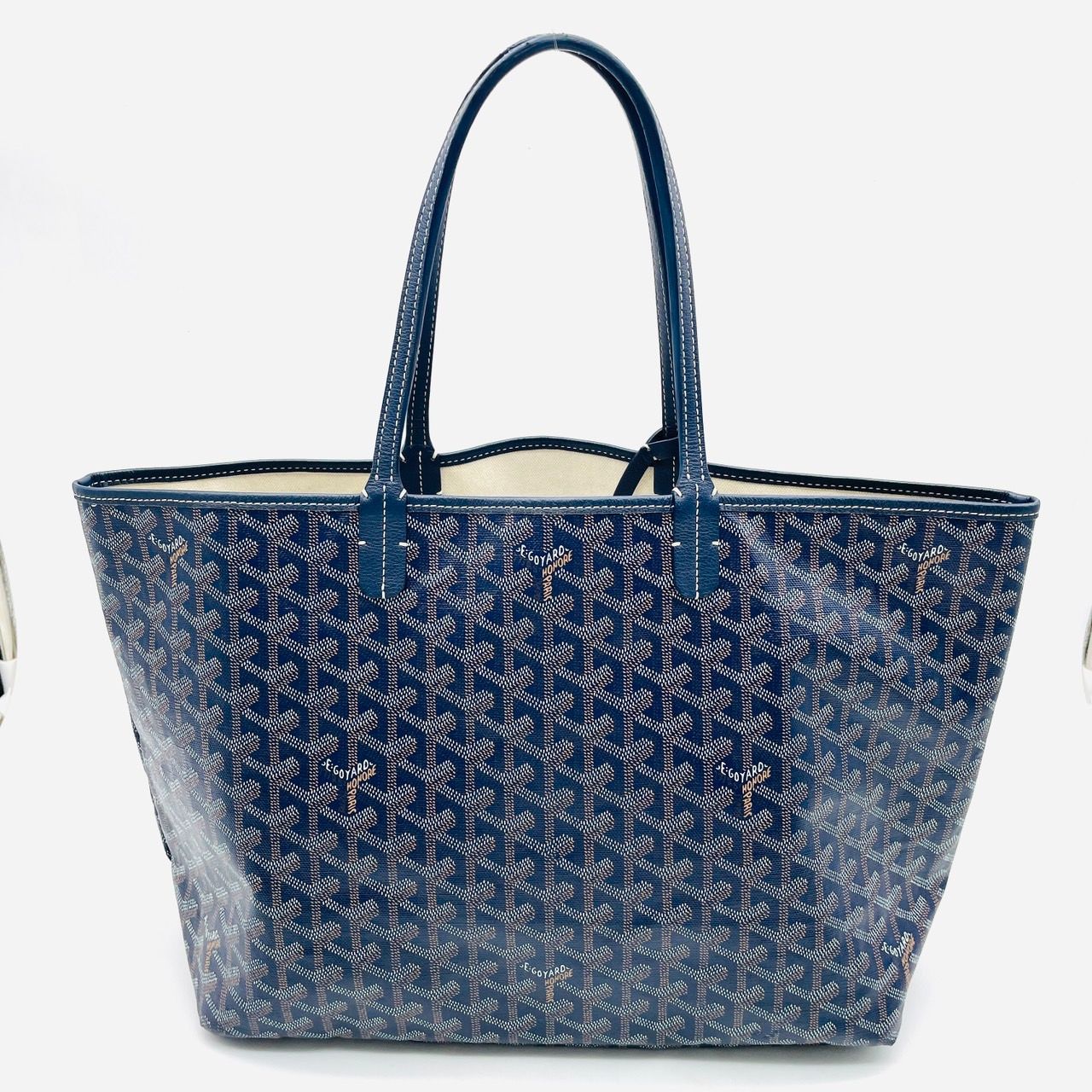 ゴヤール GOYARD サンルイ PM カバン トート バック ネイビー 青 コーティングキャンバス メンズ レディース ポーチ付き 6-7-865  - メルカリ