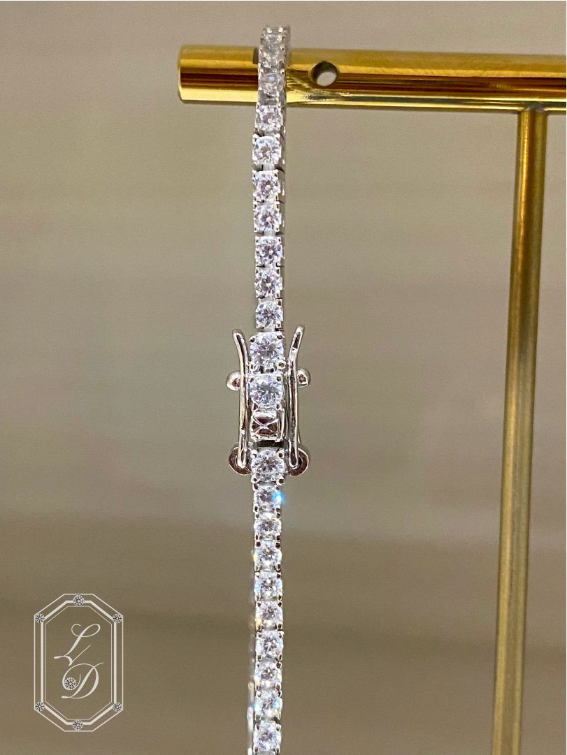 2mm 人工ダイヤモンド テニスブレスレットS925プラチナ加工 金アレ対応 2mm／16cm 人工ダイヤモンド テニスブレスレットS925プラチナ