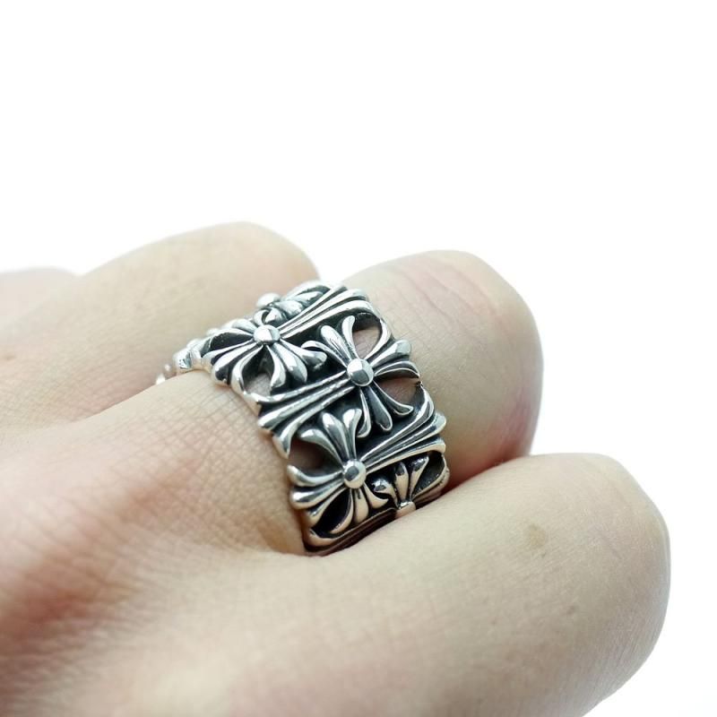 シルバーワン] se フローラル フレア クロス 逆十字 リング メンズ 夏  