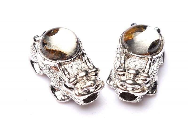 シルバー925◇希少 パラサイト隕石 8mm 貔貅 ペンダントトップ 1個売り