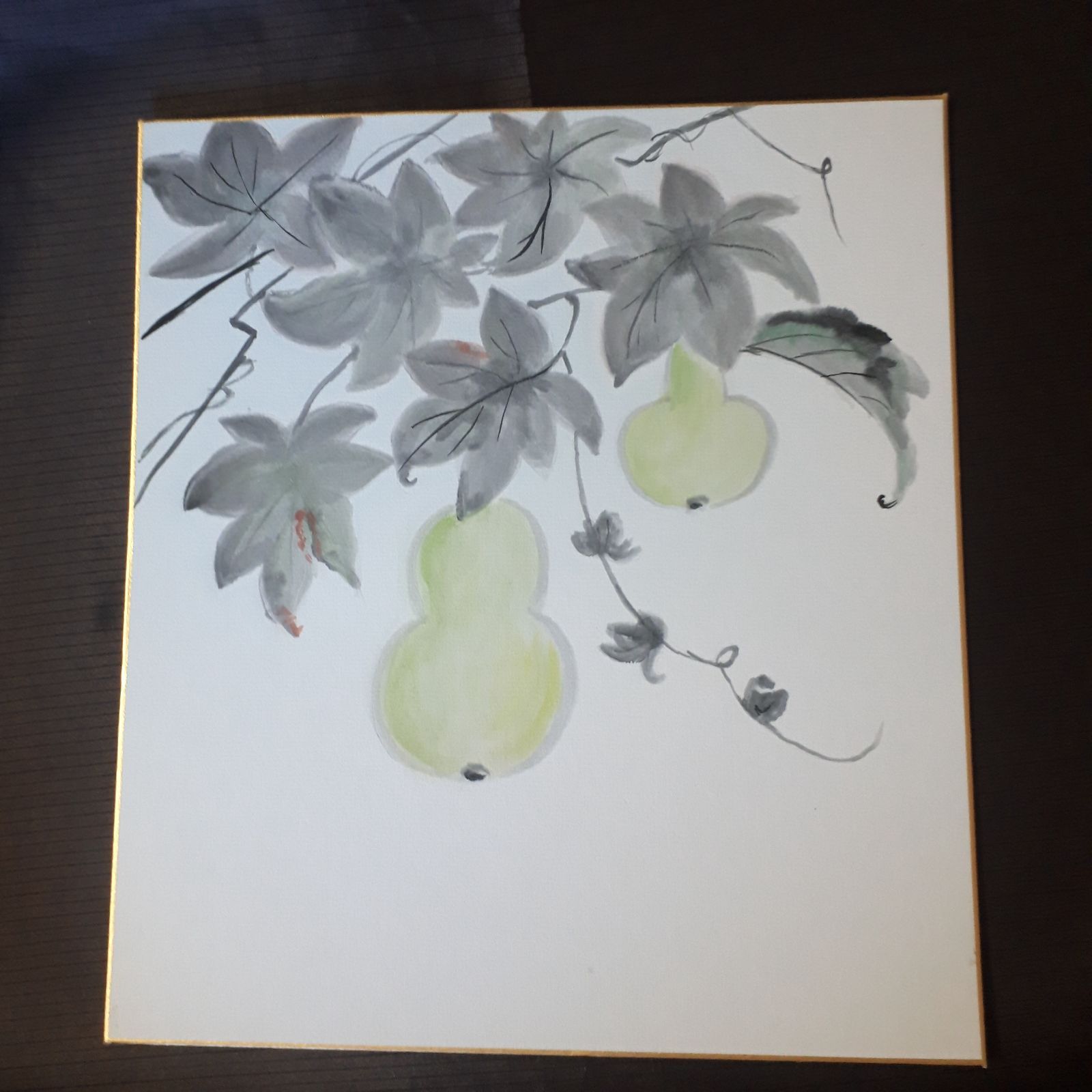 色紙アート 瓢箪 花画 花図 ひょうたん 幸福 利得 繁栄 円満 美術品
