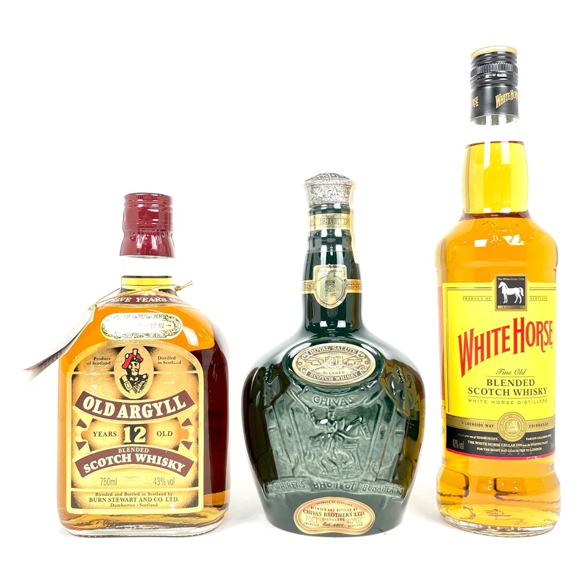 3本 ホワイトホース OLD ARGYLL シーバスブラザーズ スコッチ 700ml ウイスキー セット 古酒