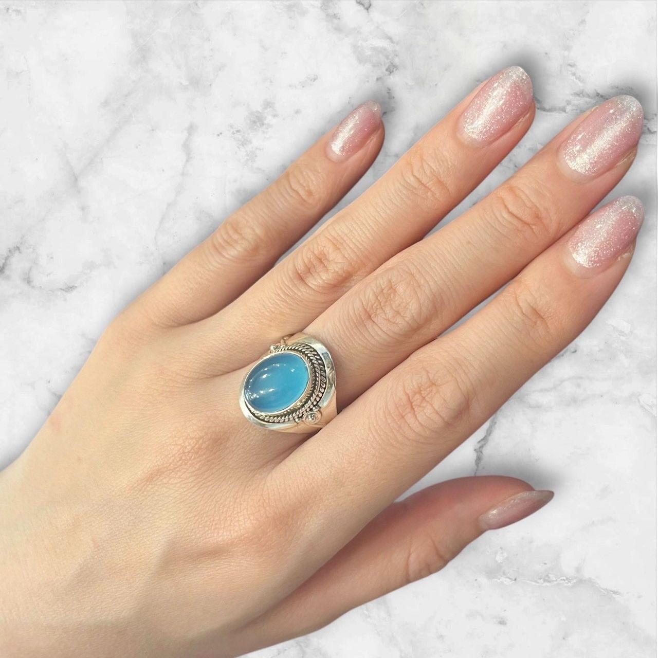 カルセドニー シルバーリング VICENDA]フューシャピンクカルセドニーシルバーリング | KOBUNSHA