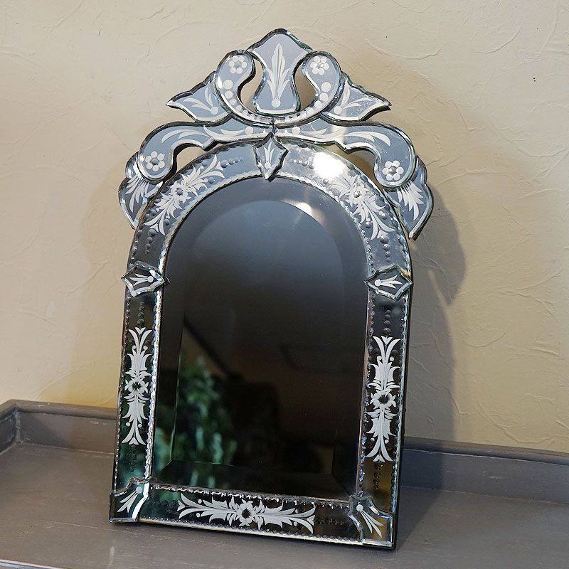 アンティーク ビンテージ イタリア製 ベネチアンミラー 卓上鏡 スタンドミラー アンティークミラー インテリア 雑貨 インポート雑貨
