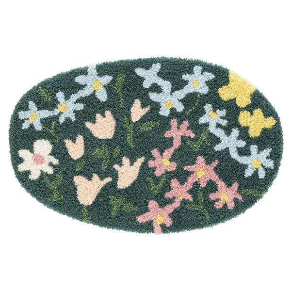 スミノエ デザインライフ オハナバタケマット/玄関マット 約幅45×長さ70cm グリーン