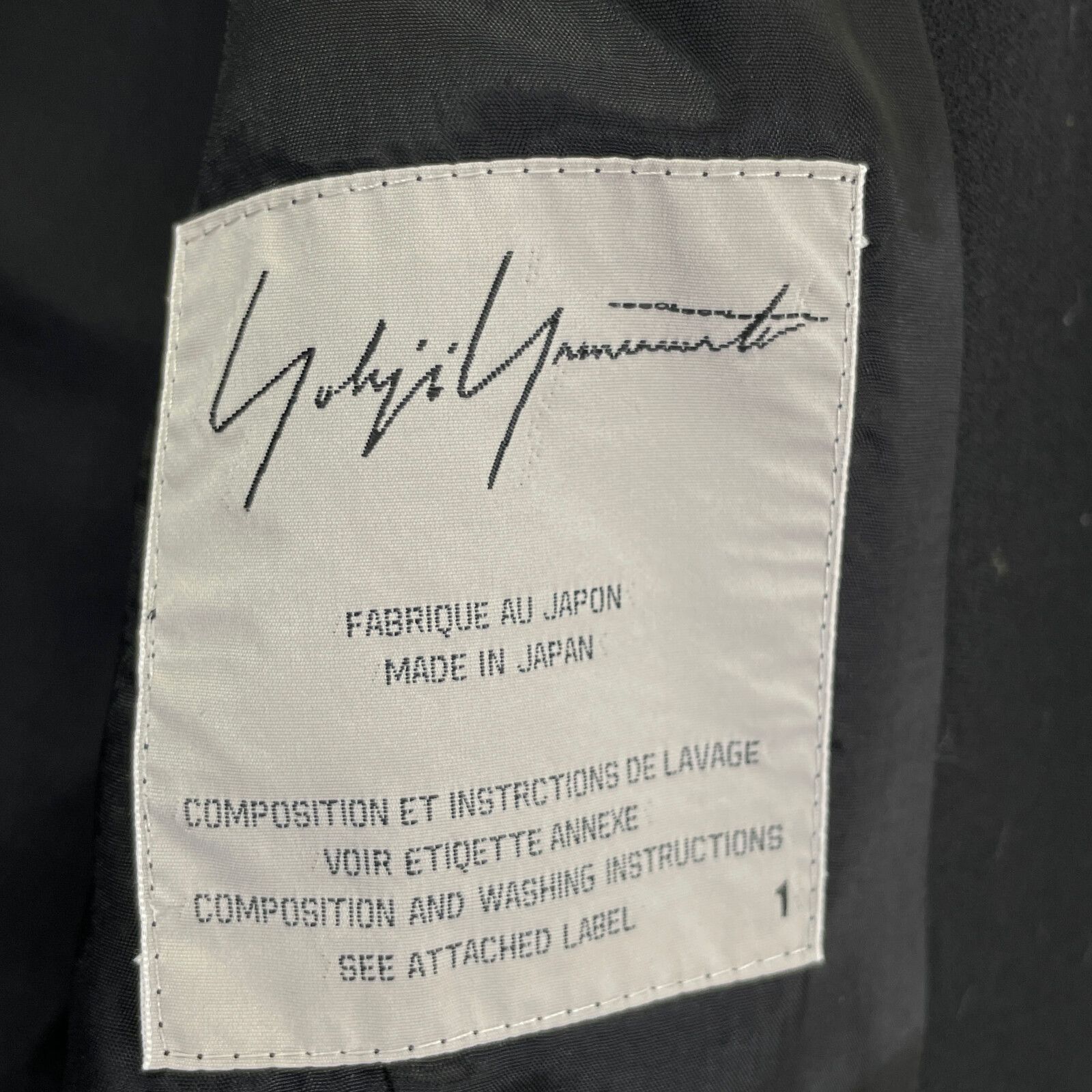 Yohji Yamamoto ヨウジヤマモト 07AW FX-J39-109 ﾌﾞﾗｯｸ ｳｰﾙ ﾗﾑﾚｻﾞｰﾃｰﾌﾟ  