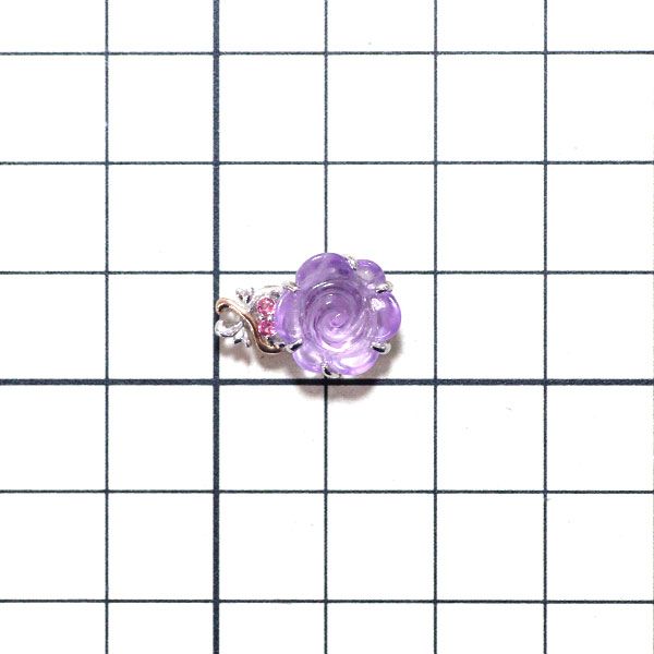 QVC K18PG/WG カービング アメジスト ピンクトルマリン ペンダント 