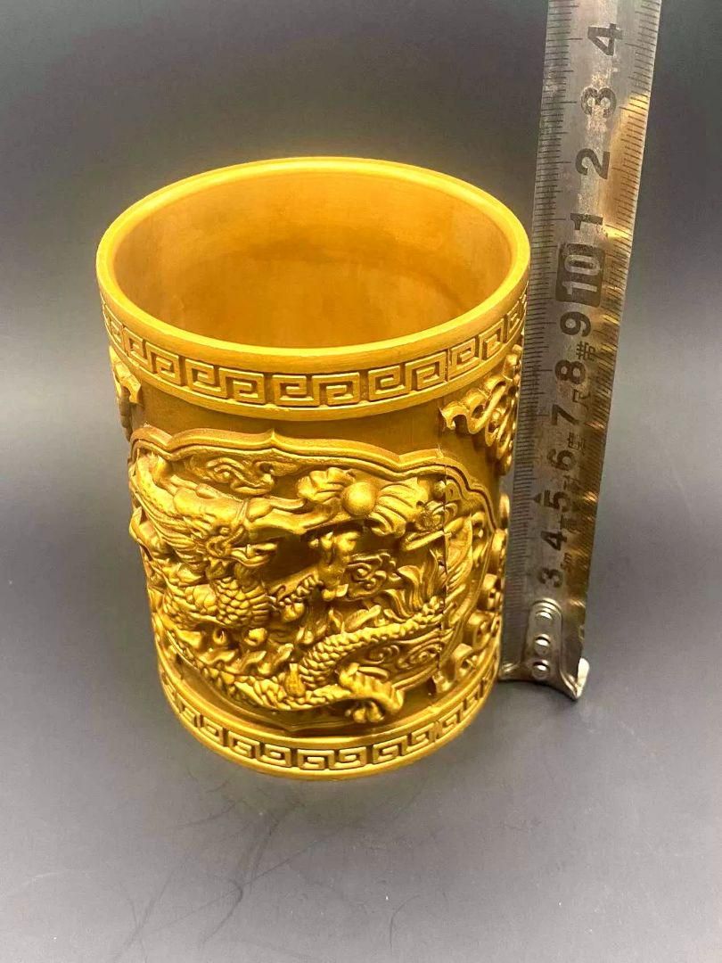 魅力の 龍鳳筆筒 銅制 文房四宝 置物 工芸品 装飾品 ギフト 書斎 事務室 工芸品