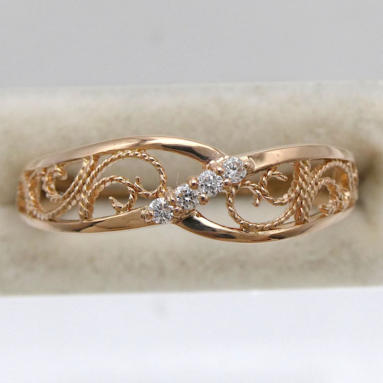 リング K18PG ダイヤモンド0.03ct 11号 透かしデザイン - メルカリ