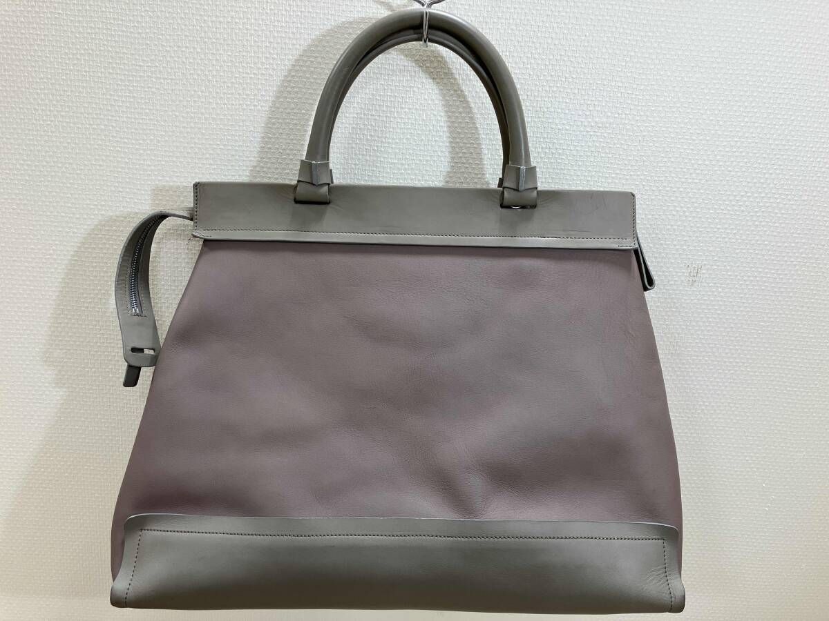 BONASTRE レザーボストンバッグ ボストンバッグ 革バッグ ラベンダー グレー