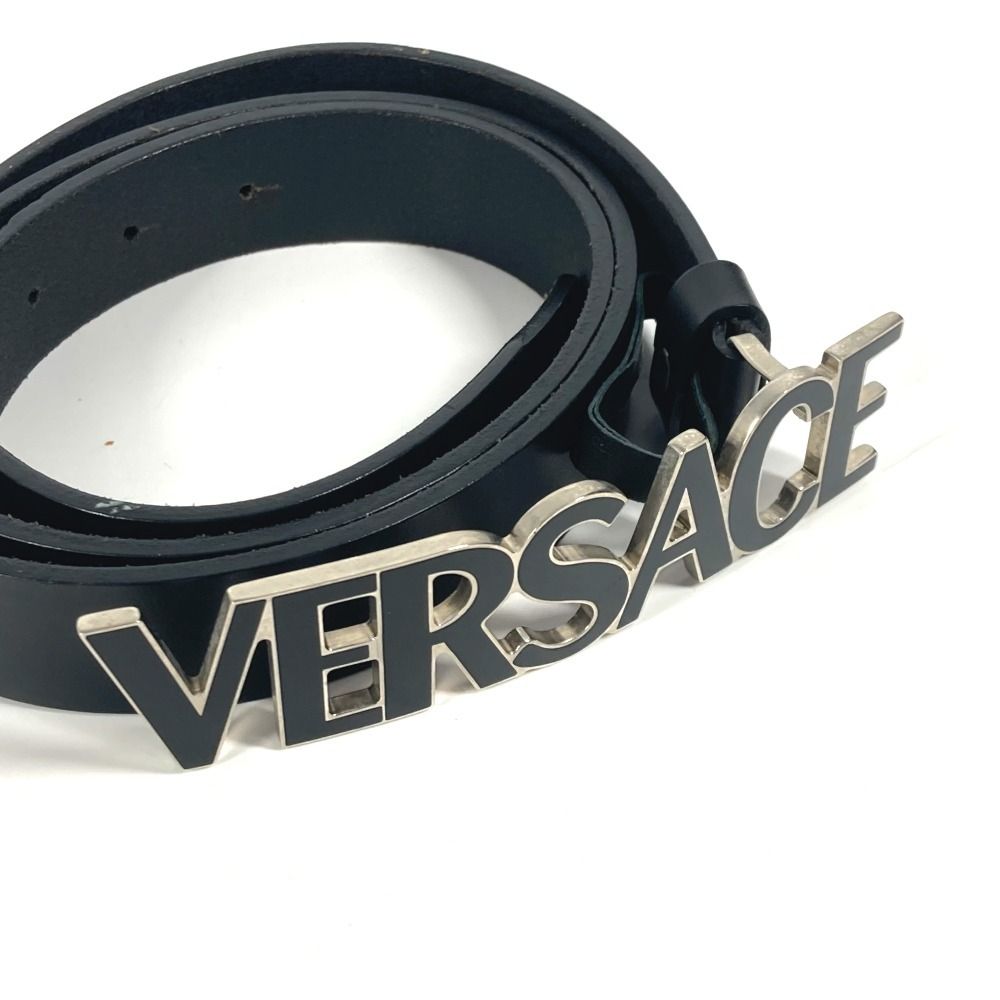 VERSACE ヴェルサーチ ベルト ロゴ レザー ブラック - メルカリ