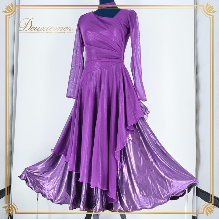 社交ダンス用パープルドレス 9〜11号 スタンダードドレス 社交ダンス用