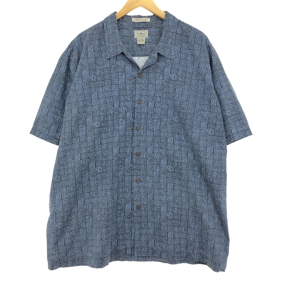 確認 古着 00年代 エルエルビーン L.L.Bean 総柄 オープンカラー ハワイアン