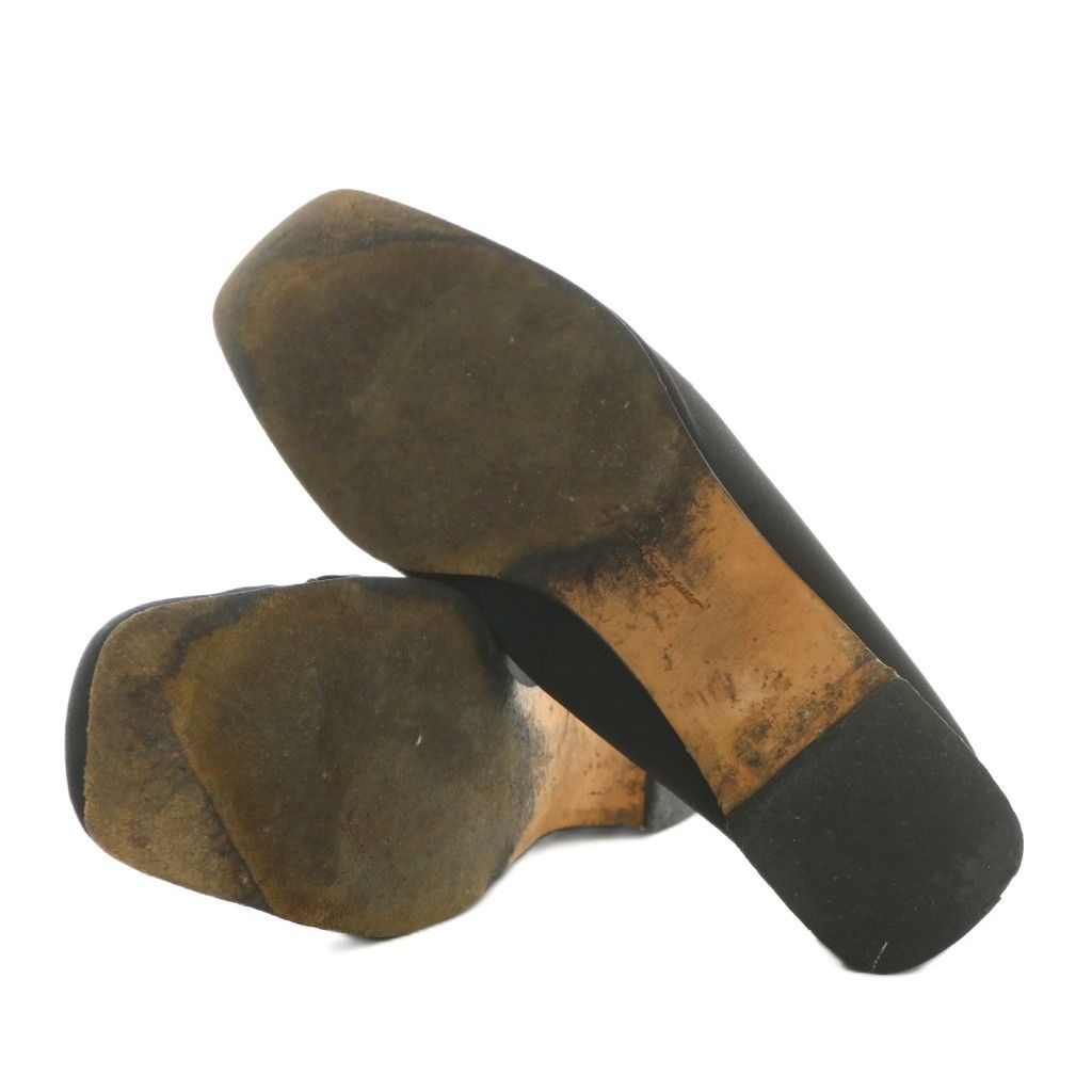  サルヴァトーレフェラガモ Salvatore Ferragamo サンダル ローファー ファブリック スクエアトゥ バックル ロゴ 6.5 23.5 cm 黒 ブラック XZ GY 19 その他 トップス