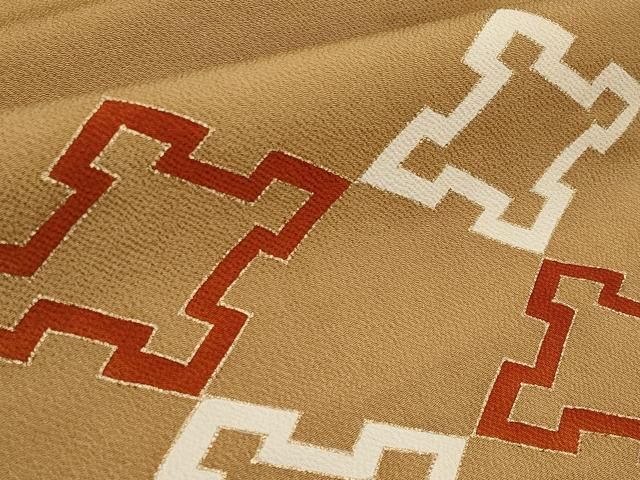 平和屋本店□極上 銀座 志ま亀 九寸名古屋帯 菱吉祥文 金彩 鬼しぼ縮緬