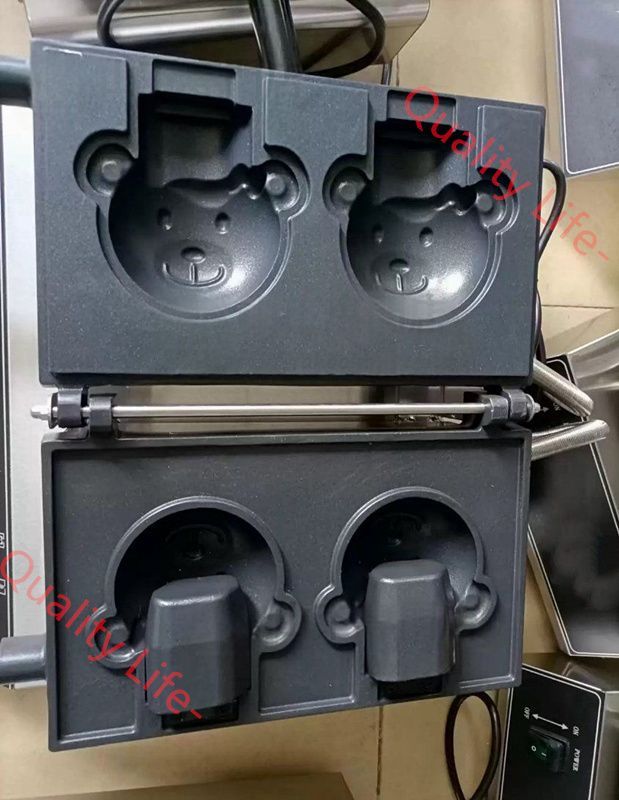 テディベアのキャラクター焼き テディベアワッフルメーカー たい焼きパフェ器 2匹 単相 100V