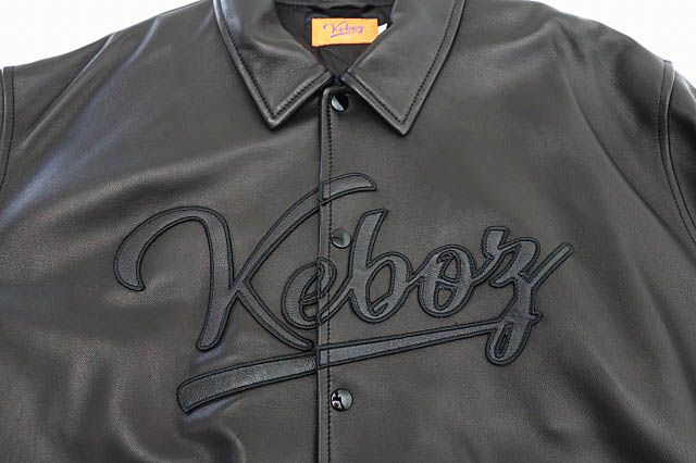 KEBOZ ケボズ LEATHER VARSITY JACKET ロゴ 刺繍 羊革 レザー 中綿